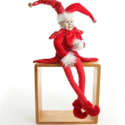 Red Elf Sitting Christmas Ornament Store