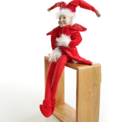 Red Elf Sitting Christmas Ornament Store