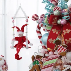 Red Elf Sitting Christmas Ornament Store