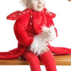 Red Elf Sitting Christmas Ornament Store