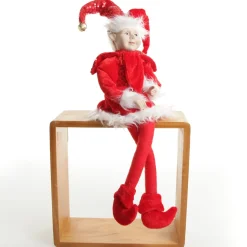 Red Elf Sitting Christmas Ornament Store