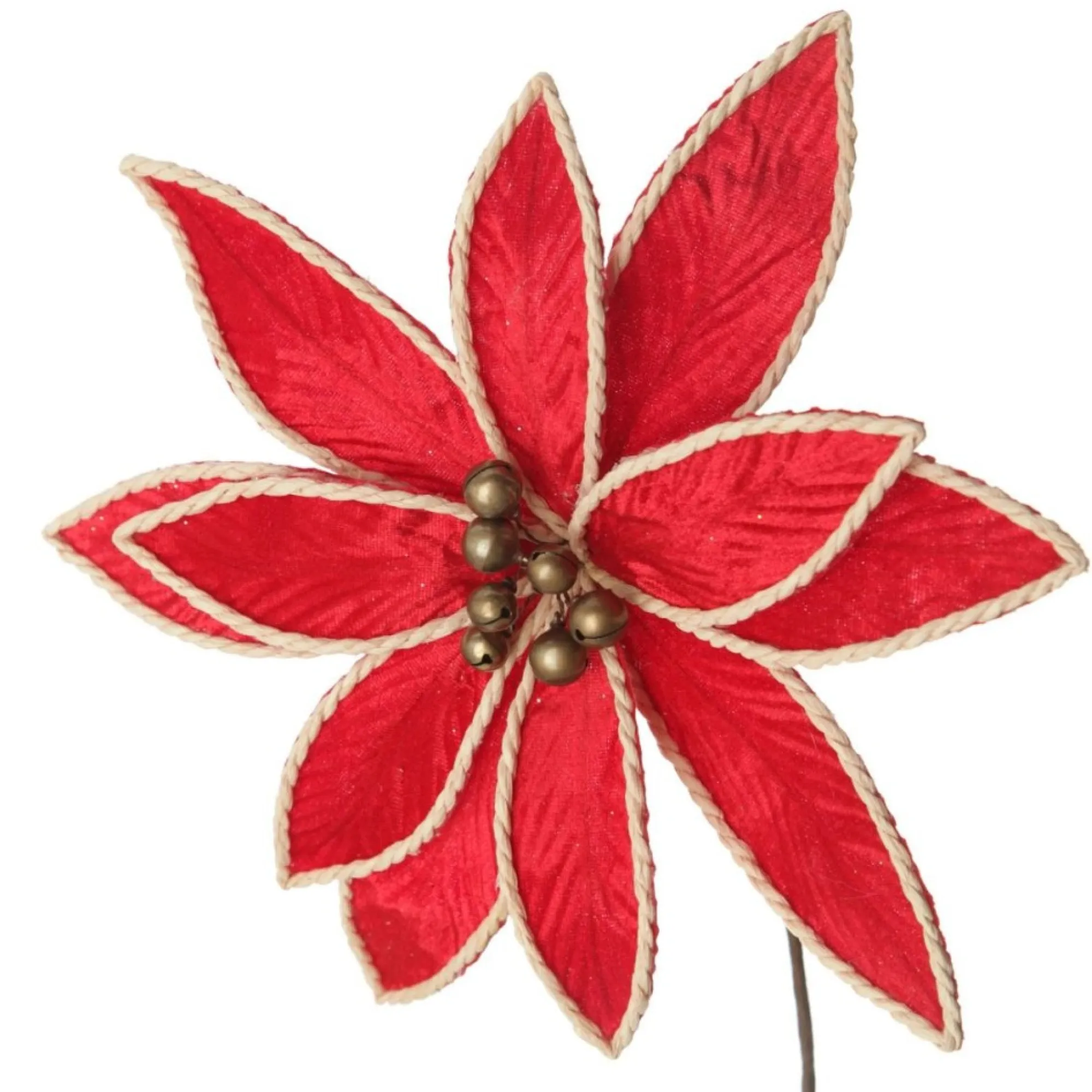 Red Embossed Flower with Rope Trim and Bells Fashion