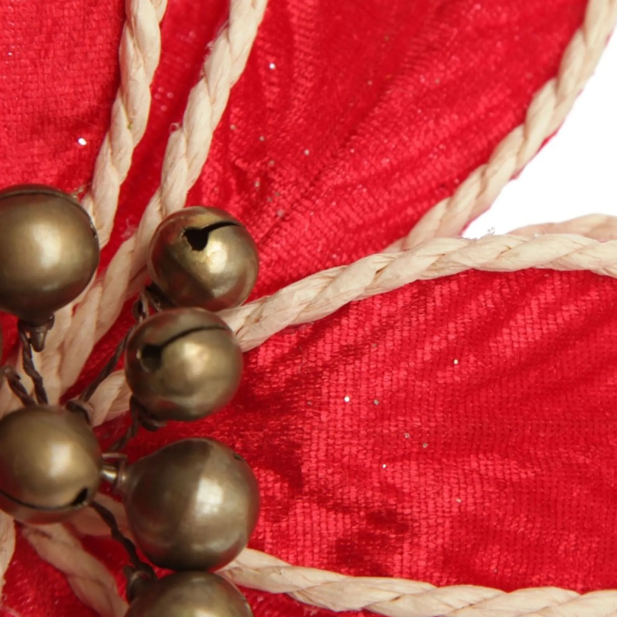 Red Embossed Flower with Rope Trim and Bells Fashion