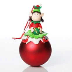 Red Girl Elf Christmas Character Bauble Clearance