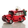 Red Glass Car with Christmas Wreath Tree Decoration Sale