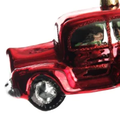Red Glass Car with Christmas Wreath Tree Decoration Sale