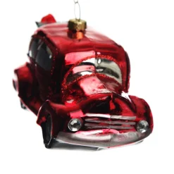 Red Glass Car with Christmas Wreath Tree Decoration Sale