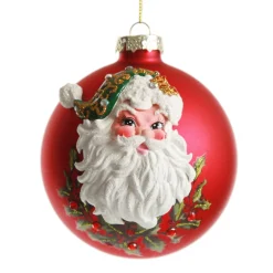Red Glass 3D Santa Christmas Bauble Discount