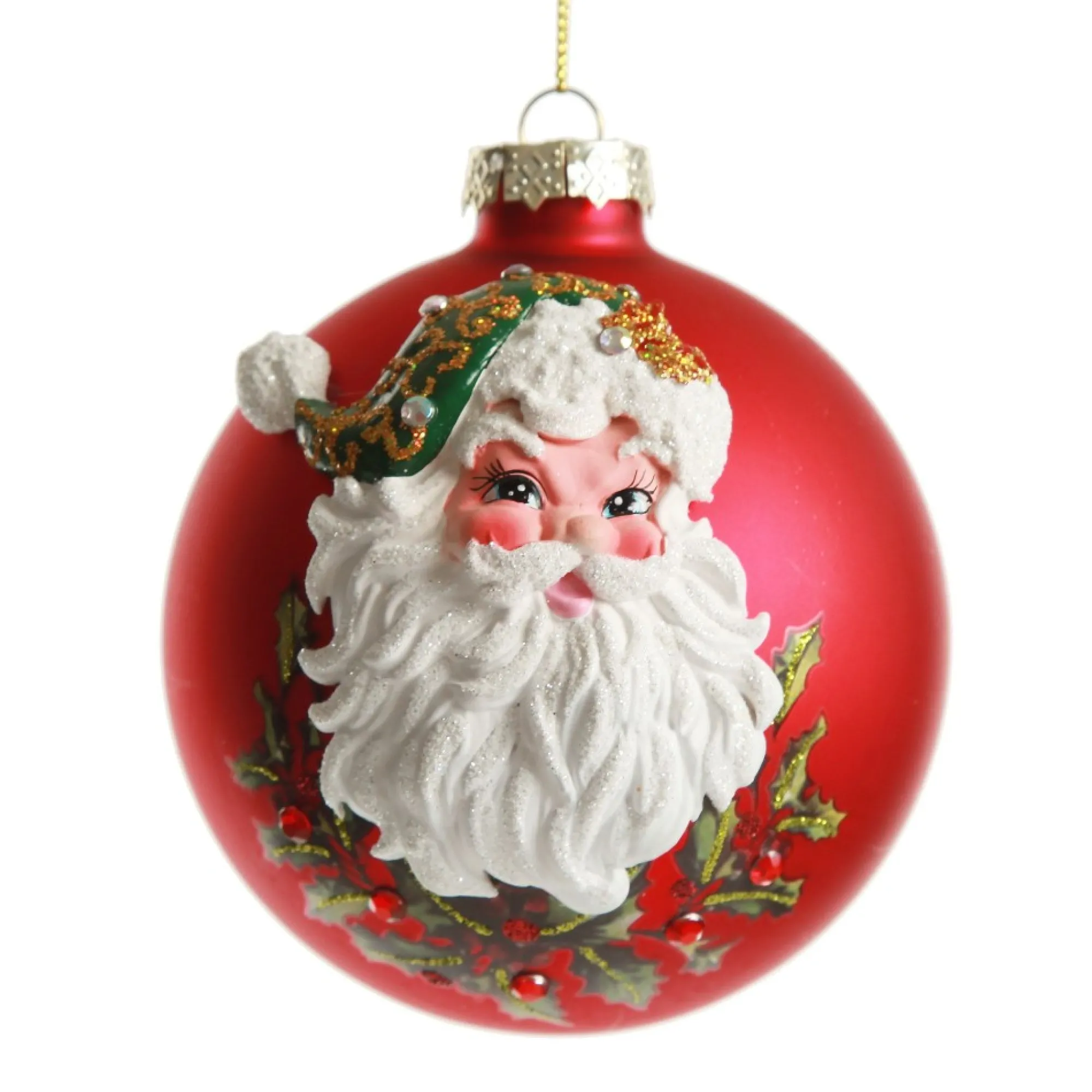 Red Glass 3D Santa Christmas Bauble Discount