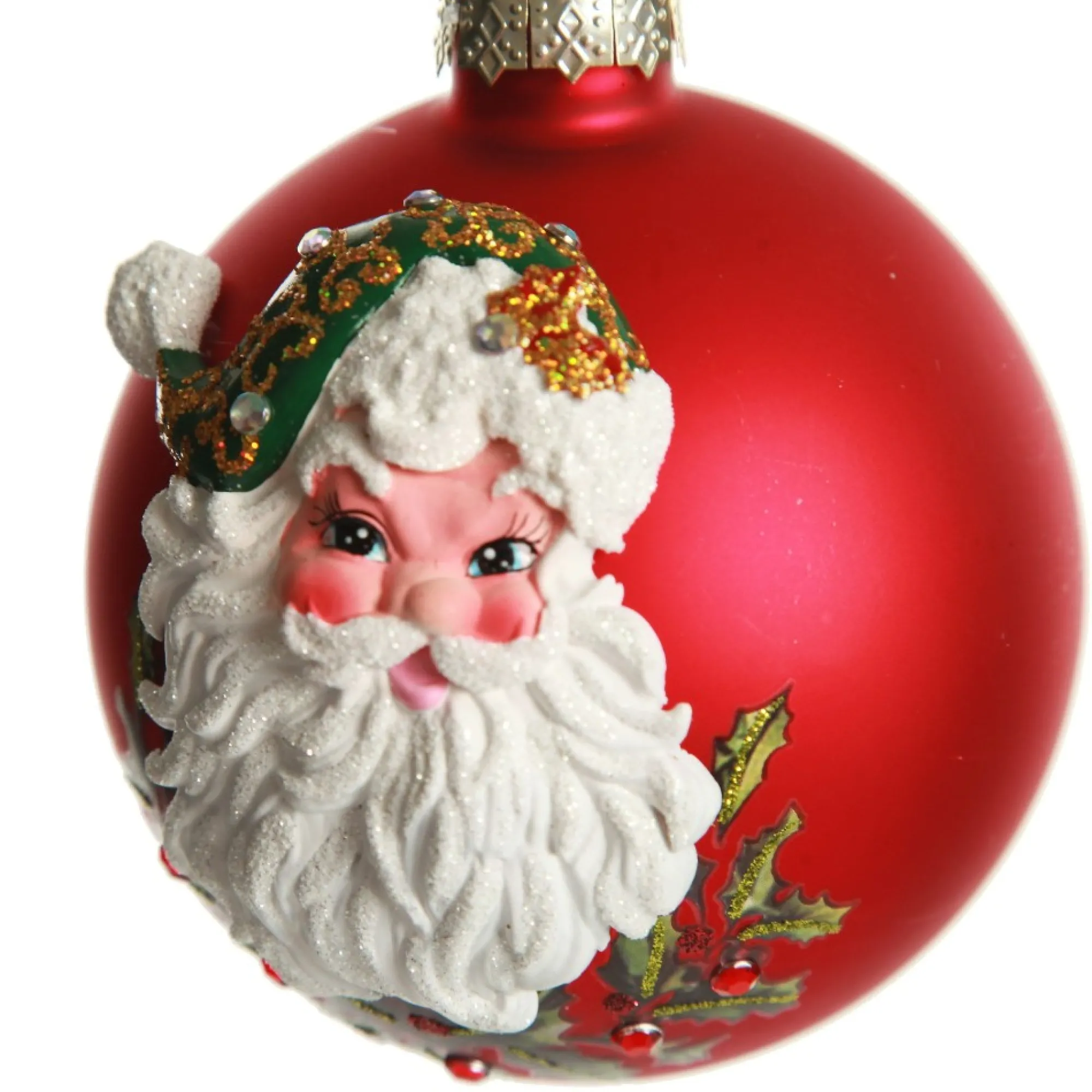 Red Glass 3D Santa Christmas Bauble Discount