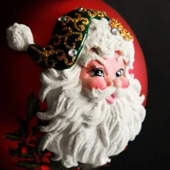 Red Glass 3D Santa Christmas Bauble Discount