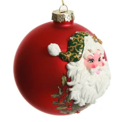 Red Glass 3D Santa Christmas Bauble Discount