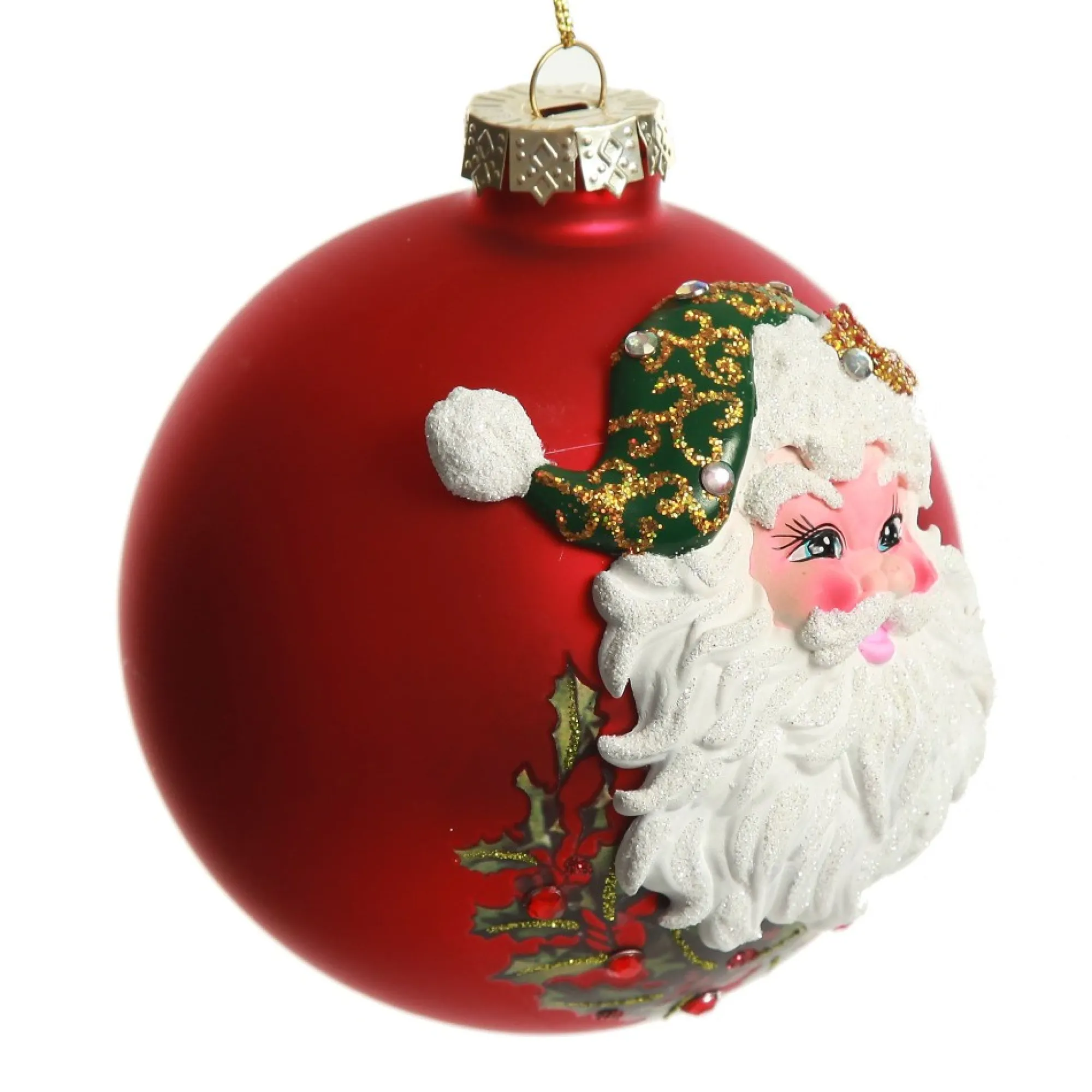 Red Glass 3D Santa Christmas Bauble Discount