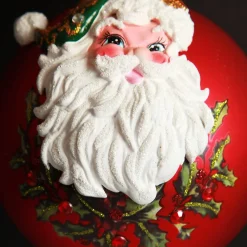 Red Glass 3D Santa Christmas Bauble Discount