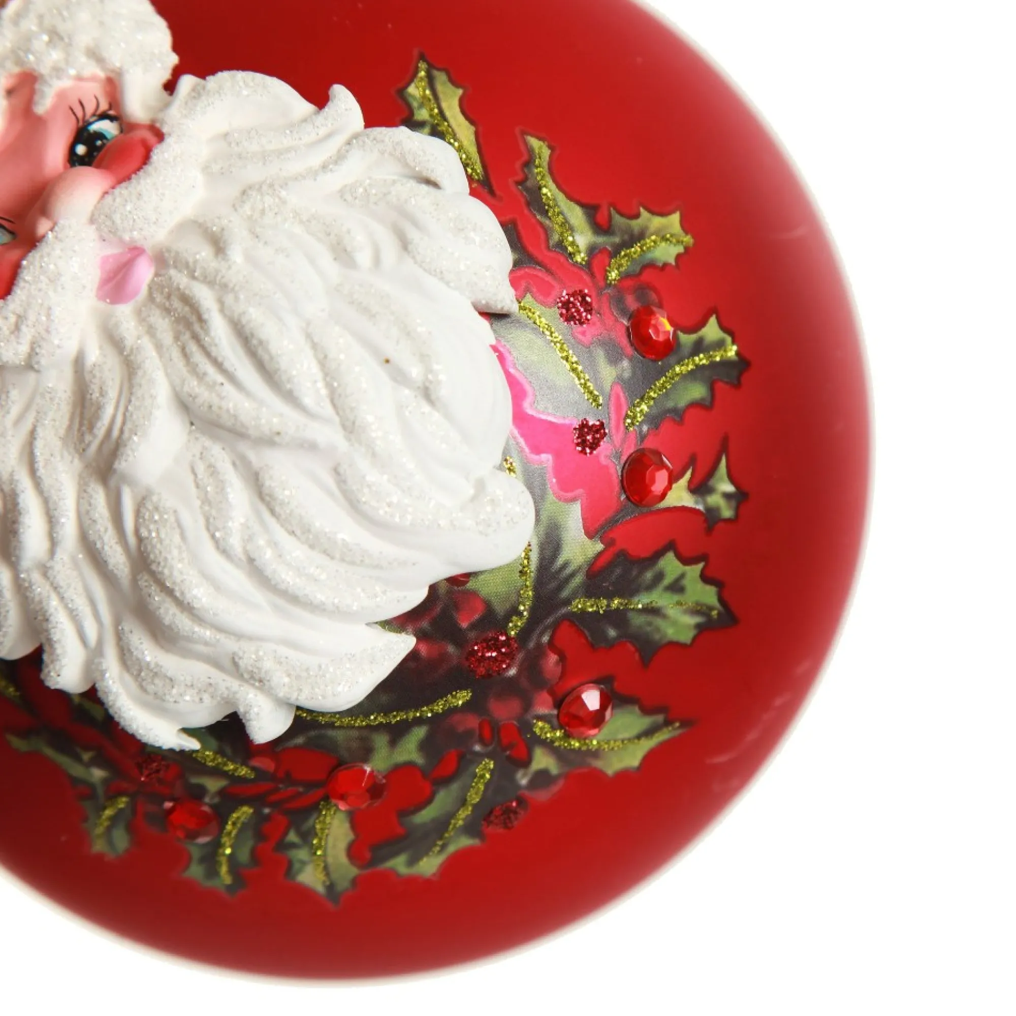 Red Glass 3D Santa Christmas Bauble Discount