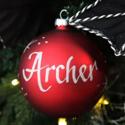 Red Glass Personalised Christmas Bauble Discount