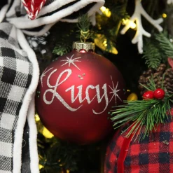 Red Glass Personalised Christmas Bauble Discount
