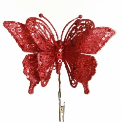 Red Glitter and Sequin Butterfly Clip Outlet