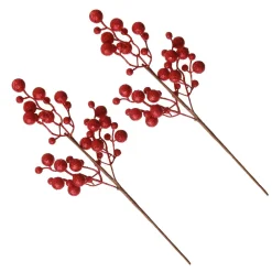 Red Glitter Berry Pick - Set of 2 Fashion