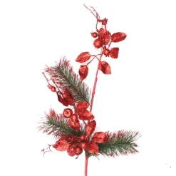 Red Glitter Floral and Pine Spray Sale