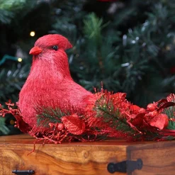 Red Glitter Floral and Pine Spray Sale