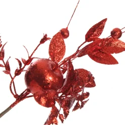 Red Glitter Fruit and Nut Christmas Picks - Set of 2 Clearance