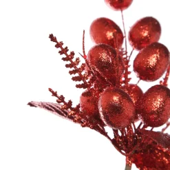 Red Glitter Fruit and Nut Christmas Picks - Set of 2 Clearance