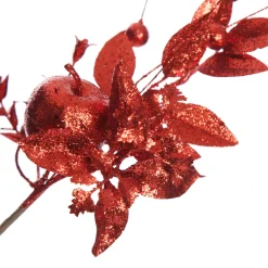 Red Glitter Fruit and Nut Christmas Picks - Set of 2 Clearance