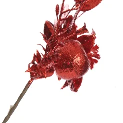 Red Glitter Fruit and Nut Christmas Picks - Set of 2 Clearance