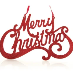 Red Glitter Merry Christmas Plaque Fashion