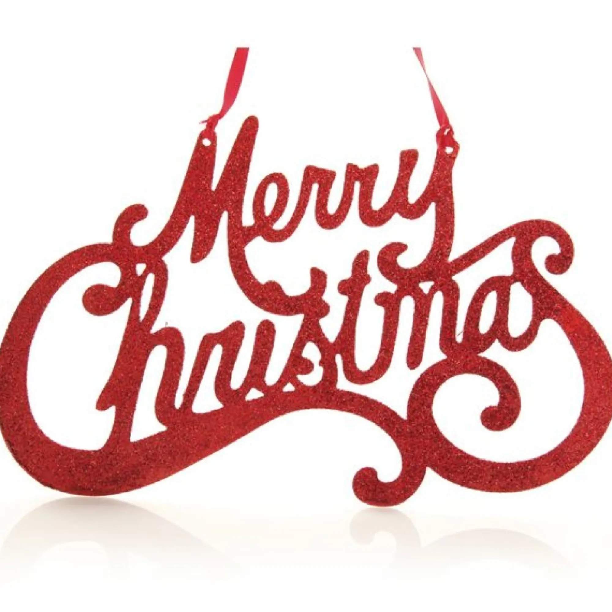 Red Glitter Merry Christmas Plaque Fashion