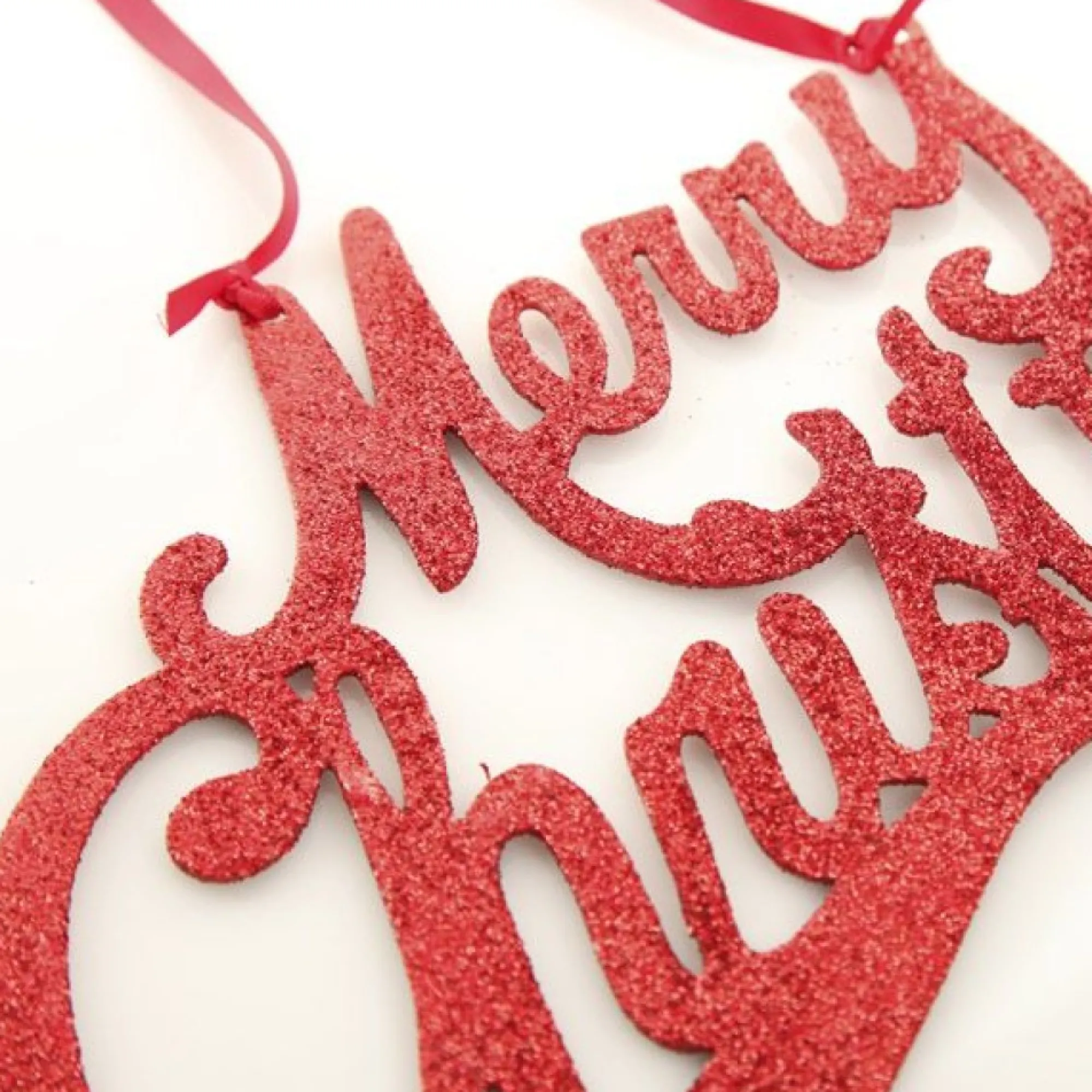 Red Glitter Merry Christmas Plaque Fashion