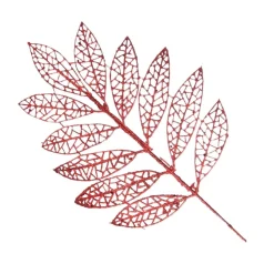 Red Glitter Mesh Leaf Pick - Set of 2 Hot