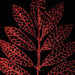 Red Glitter Mesh Leaf Pick - Set of 2 Hot