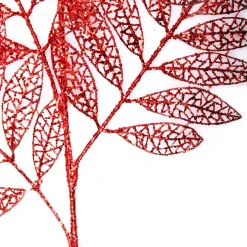 Red Glitter Mesh Leaf Spray Online
