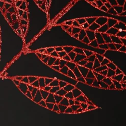 Red Glitter Mesh Leaf Spray Online