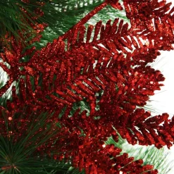 Red Glitter Pine Spray Cheap