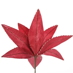 Red Glitter Poinsetta Flower Clip with Twine Trim and Bells Cheap