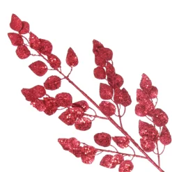 Red Glitter Sequin Leaf Spray Flash Sale