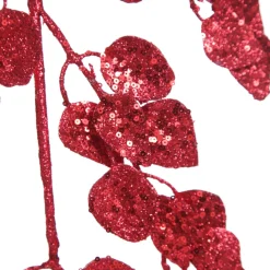 Red Glitter Sequin Leaf Spray Flash Sale