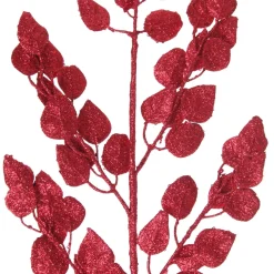 Red Glitter Sequin Leaf Spray Flash Sale
