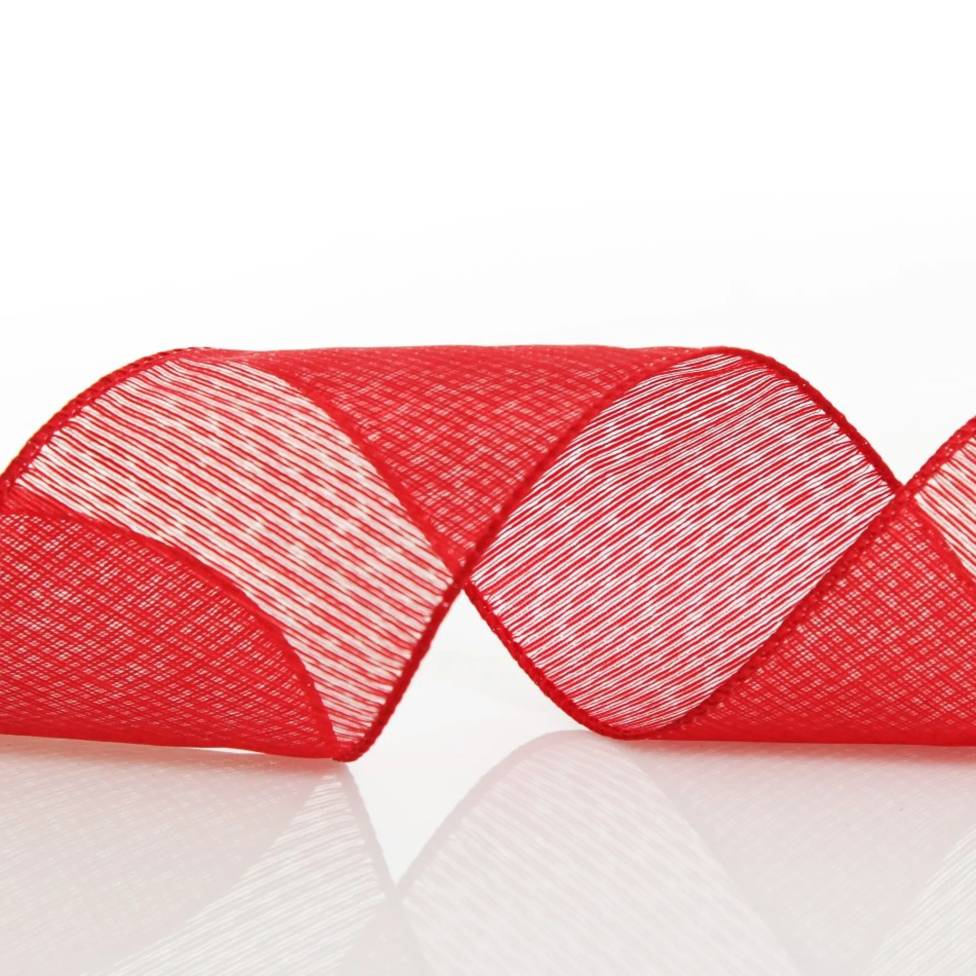 Red Glitter Sheer Stripe Wired Ribbon - 6.25cm Flash Sale