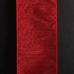 Red Glitter Sheer Stripe Wired Ribbon - 6.25cm Flash Sale