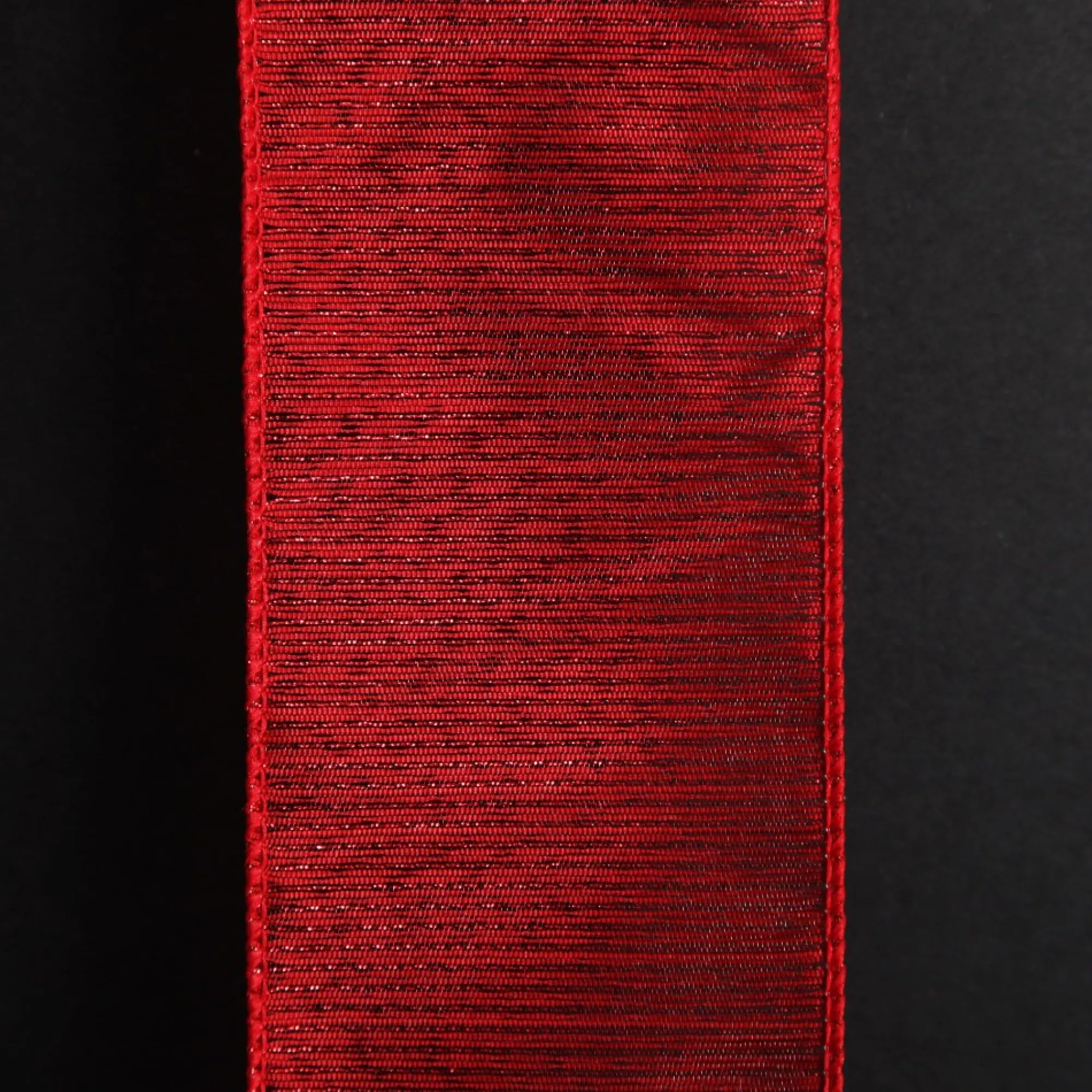 Red Glitter Sheer Stripe Wired Ribbon - 6.25cm Flash Sale