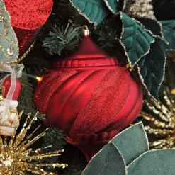Red Glitter Swirl Christmas Onion Bauble Online