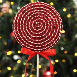 Red Glitter with Twine Lollipop Christmas Decoration Discount