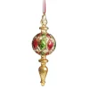 Red, Green and Gold Diamond Pressed Glass Christmas Finial Best Sale