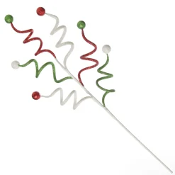 Red, Green and White Glitter Curly Christmas Pick Discount