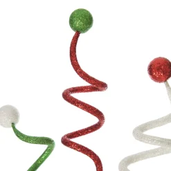 Red, Green and White Glitter Curly Christmas Pick Discount