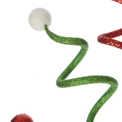 Red, Green and White Glitter Curly Christmas Pick Discount